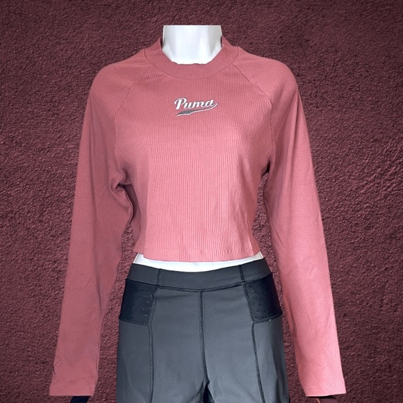 NWT Puma Team Ribbed Crop LS Top - Picture 1 of 10